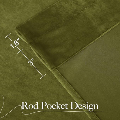 NICETOWN Moss Green Velvet Drapes 120 inch Long - Image 7