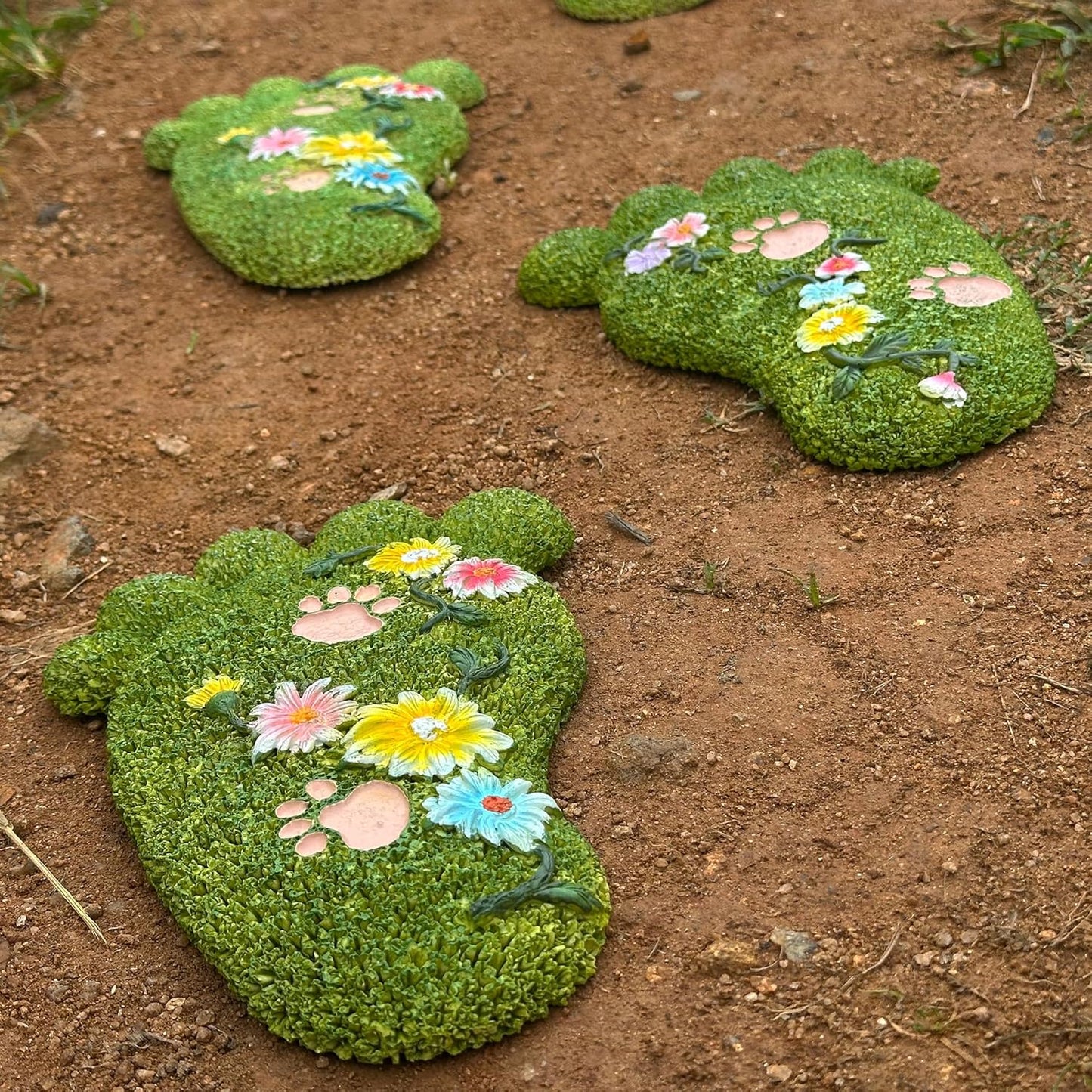 Garden Stepping Stones - Patio Outdoor Decorative Footprint Stones, Lawn Stepping Stones Set, Resin (Set of 2)