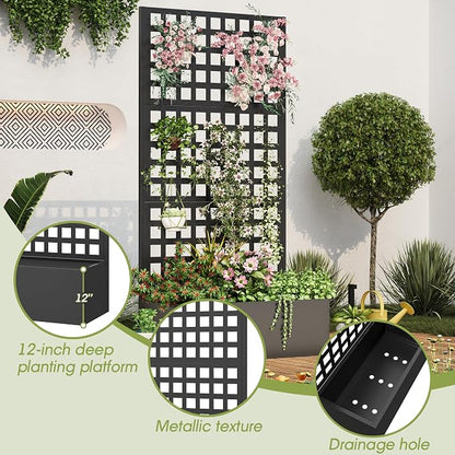 Metal Planter Box with Trellis, Planter Box Trellis with Privacy Screen and - Image 3
