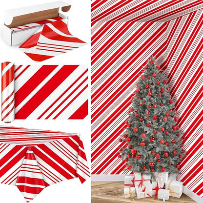 Kochorie 100 Ft x 54 Inch Christmas Candy Cane Striped Tablecloth Roll by Kochorie