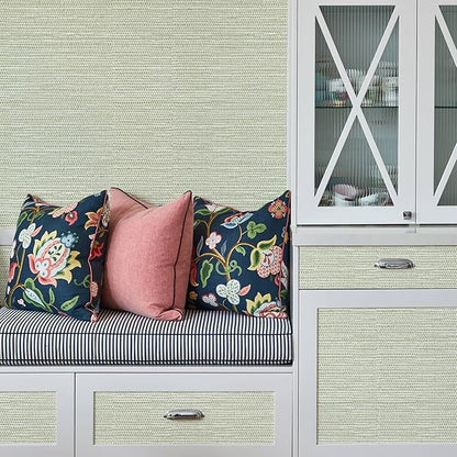 Simon&Siff Textured Grasscloth Peel and Stick Wallpaper 17.7"x118" Neutral Faux - Image 4