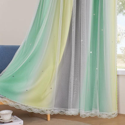 XiDi Yellow & Rainbow Curtains for Kids & Girls Room - Image 4