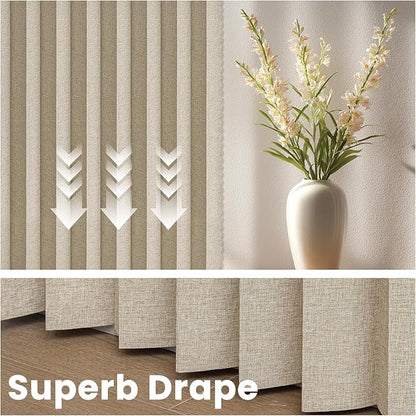 AJAZZ Blackout Accordion Door Curtain 98"x106" Cream Yellow - Image 6