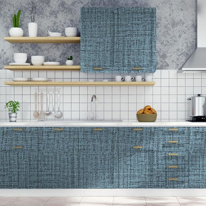 TANONE Blue Contact Paper Peel and Stick 15.8 in X 394 in, Grasscloth Wallpaper - Image 8