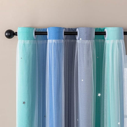 XiDi Curtains for Bedroom Decor, Rainbow BluGrenGrey-52-90 - Image 2
