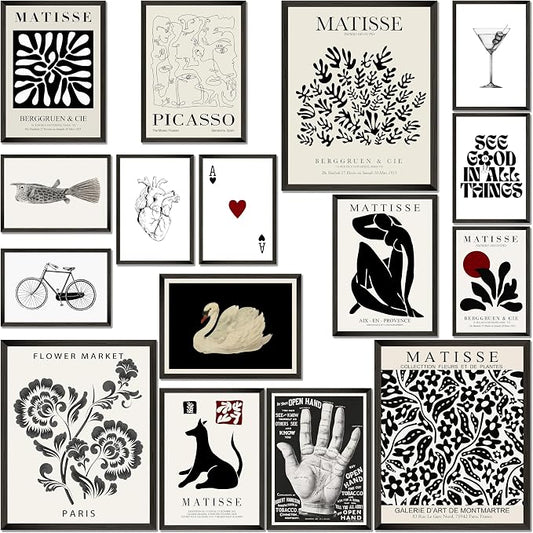 LANCHI95 16 PCS Black and White Home Decor, Eclectic Wall Art, Minimalist by LANCHI95