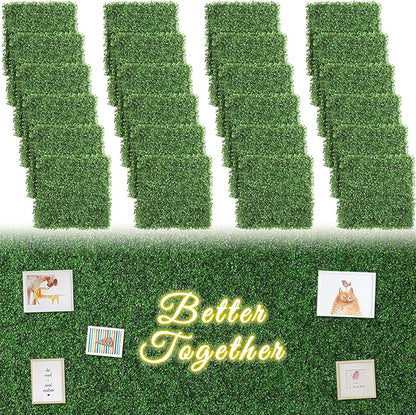 Luyue 24PCS 20”×20” Boxwood Panels, Artificial Grass Wall Panels Fake Greenery by Luyue