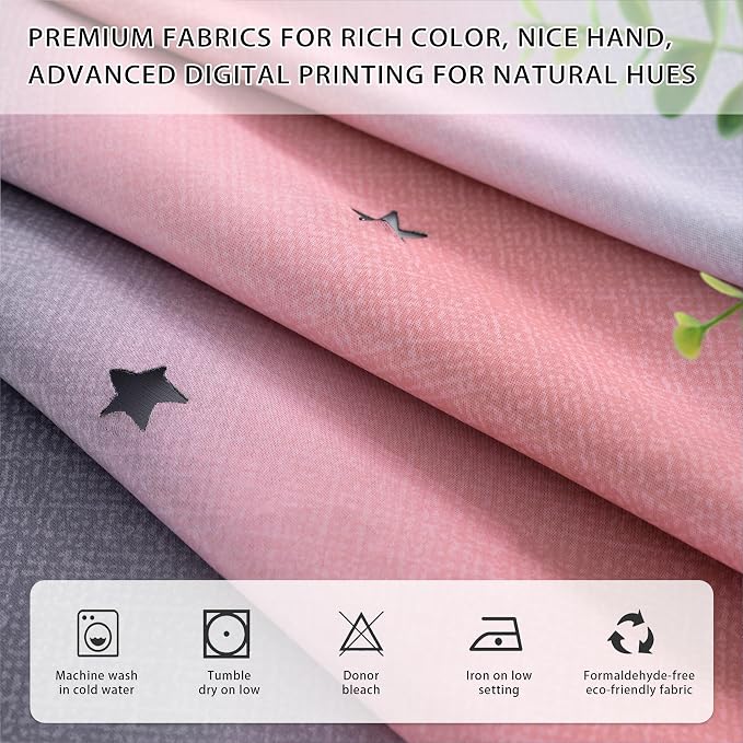 XiDi Pink and Grey Star Blackout Curtains - Image 3
