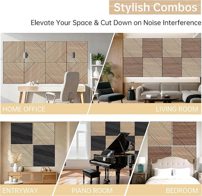 Mollywell Art Acoustic Wall Panels, 24x24 Inch 8 Pack, Wood Veneer, Sound - Image 6
