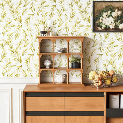 Livebor Leaf Peel and Stick Wallpaper Olive Leaf Contact Paper 17.7in x 393.7in - Image 8