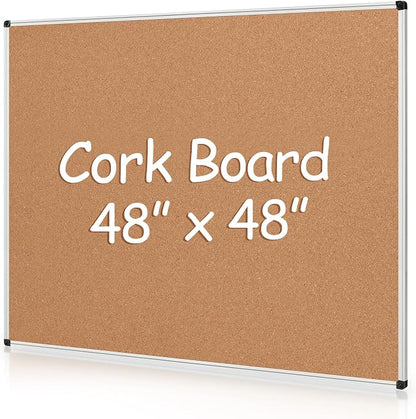 Extra Large Cork Bulletin Board 48" X 48", Wall Mounted Notice Pin Board by Justdowhatyouwanttodo