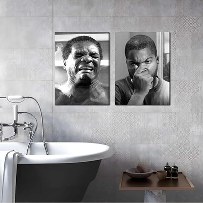 Framed Funny Bathroom Canvas Wall Art Set of 2 - Image 2