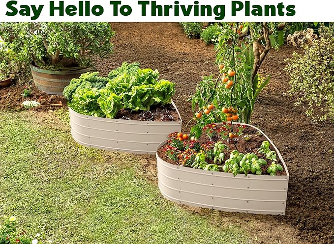 Galvanized Raised Garden Beds Outdoor // Planter Raised Beds for Gardening, Vegetables, Flowers // Large Metal Garden Box (White) // Tool-Free Assembly