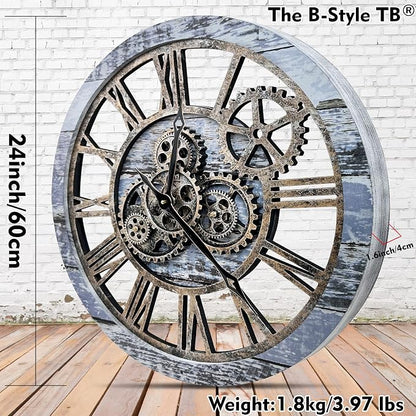 The B-Style Large Wall Clock 24 inch Moving Gear Wall Clock Oversized Vintage - Image 3