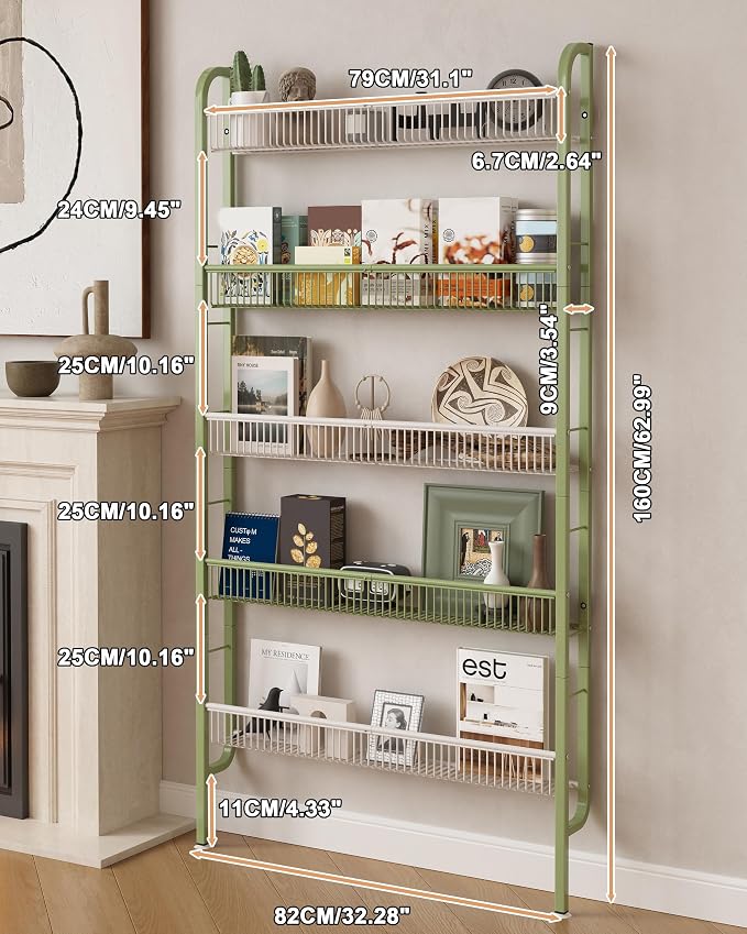 UMDONX Behind The Door Bathroom Shelf Narrow 5-Tier, Space-Saving Slim Storage - Image 2