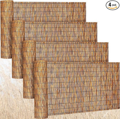 Barydat 4 Pcs 3 x 16.4 ft Reed Fence Roll, 85% Shade Bamboo Privacy Screen by home