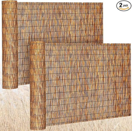 Barydat 2 Pcs 5 x 16.4 ft Reed Fence Roll, 85% Shade Bamboo Privacy Screen by home