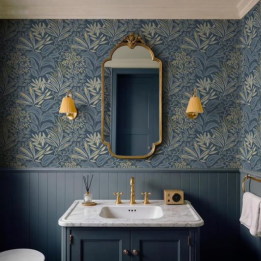 Safiyya Blue Vintage Floral Wallpaper Peel and Stick Contact Paper 17.3" x - Image 2