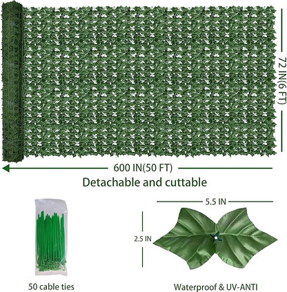 ODTORY Artificial Fence Privacy Screen: 6FT x 50FT UV-Anti Faux Greenery - Image 2