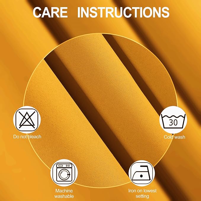 LEMOMO Blackout Curtains 66 x 95 inch/Yellow Curtains Set of 2 Panels/Thermal - Image 4