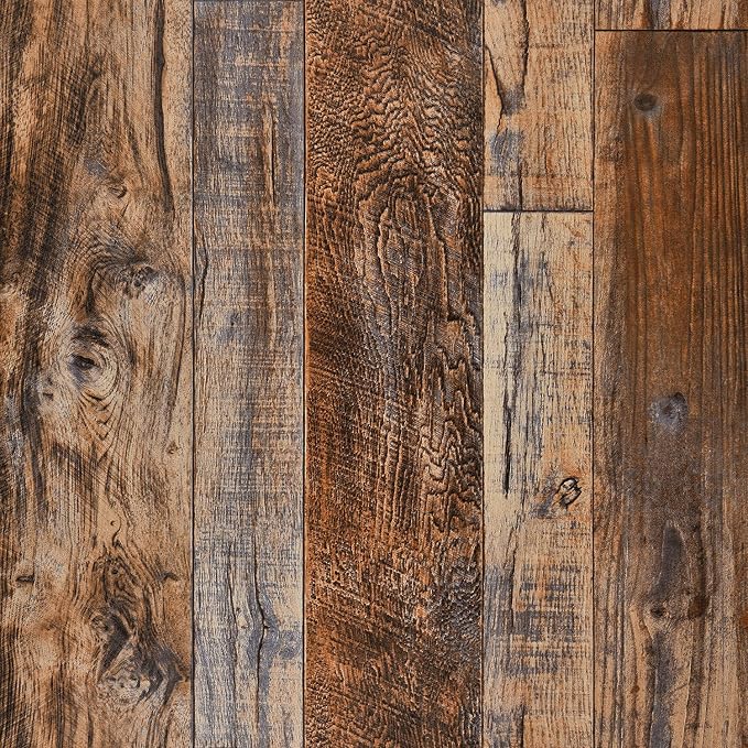 WENMER 23.6" x 197" Brown Wood Peel and Stick Wallpaper Shiplap Self Adhesive by WENMER