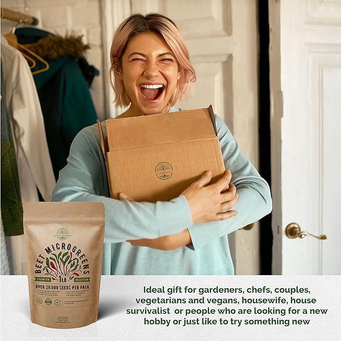 Organo Republic Beet Sprouting & Microgreens Seeds - 20,000 Non GMO Heirloom Seeds, Sprouts in Bulk 1lb Resealable Bag for Planting and Growing in Soil, Coconut Coir, Aeroponic & Hydroponic System