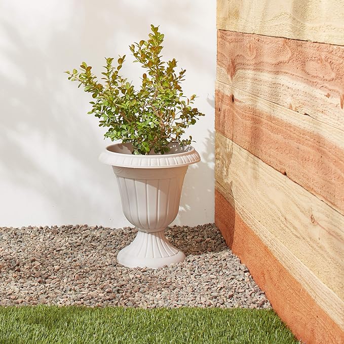 PL20TP Classic Traditional Plastic Urn Planter Indoor/Outdoor, 10" x 12", Taupe