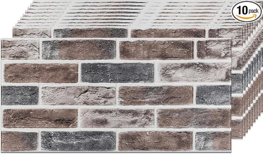 3D Wall Panels Brick Peel and Stick 26.7"x13.4"-10 PCS by Abyssaly