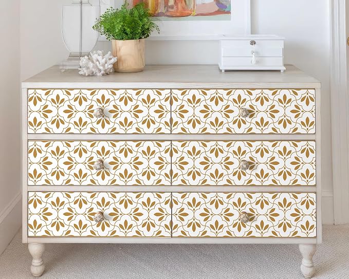 FLFK Wallpaper Border Gold and White Patterns Peel and Stick Wall Border Self - Image 6