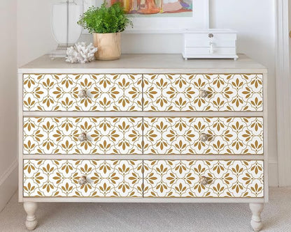 FLFK Wallpaper Border Gold and White Patterns Peel and Stick Wall Border Self - Image 6
