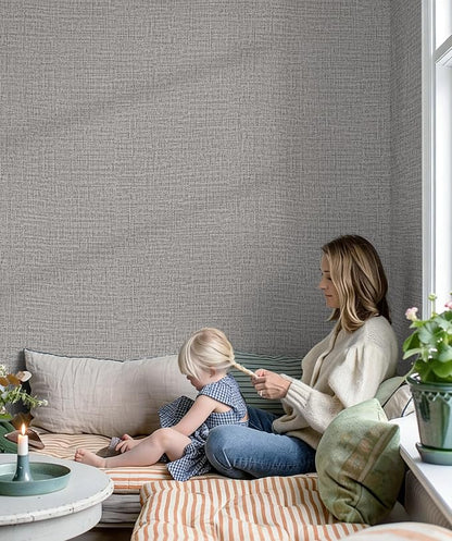 Guvana Grasscloth Peel and Stick Wallpaper Grey Textured Contact Paper Modern - Image 3