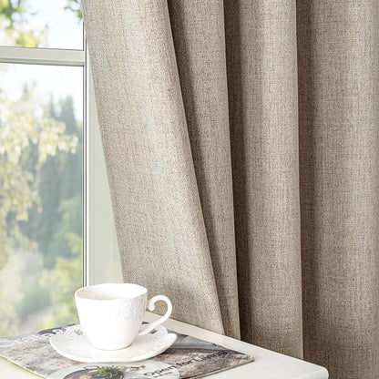 IGEMAEVE Linen Blackout Curtains 84 Inch Length 2 Panels Set, 100% Black Out - Image 8