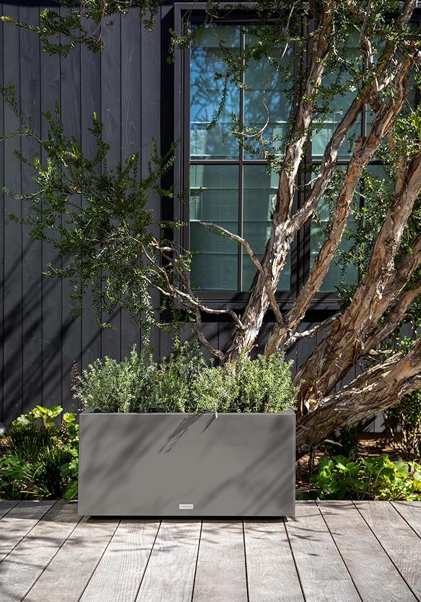 Veradek Block Series Long Box Planter - Large Rectangular Planter for Indoor or Outdoor Patio/Porch | Durable All-Weather Use with Drainage Holes | Modern Décor for Tall Plants, Flowers or Shrubs