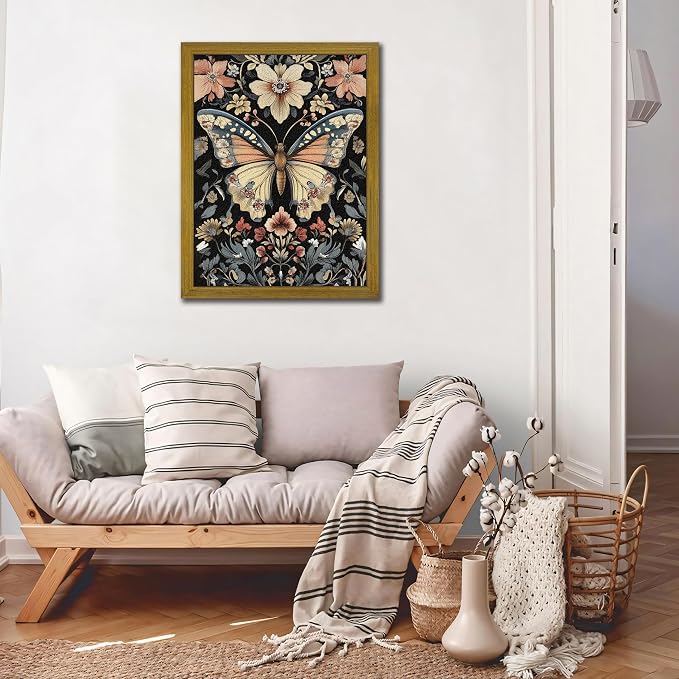 Hand Drawn Sandstone Nature Floral Wall Art, Framed Vintage 3D Textured - Image 5