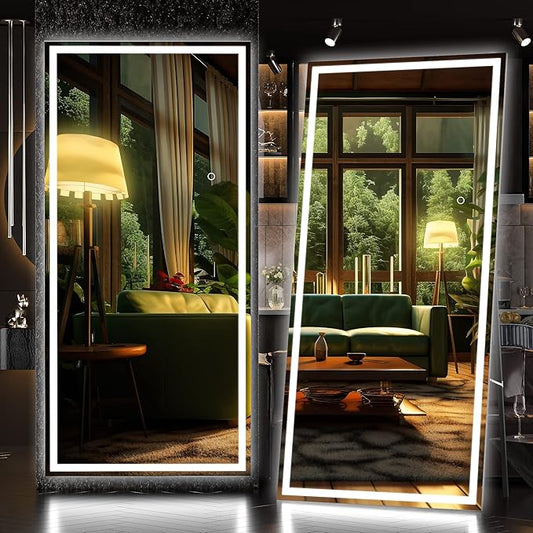 Hasipu Full Length Mirror with Lights, Full Body Dressing Hanging Mounted Mirror by Whatssuitableisthebest