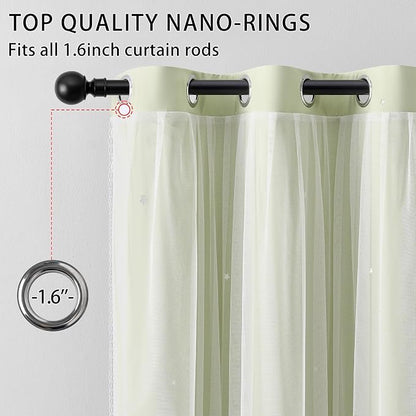 XiDi Green Curtains for Bedroom, Girls Room Blackout Curtains, Kids Room - Image 2