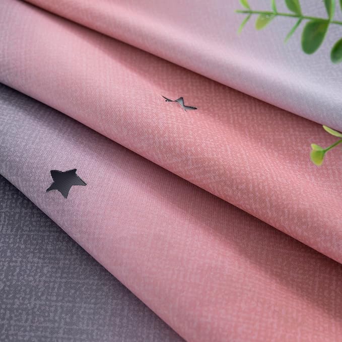 XiDi Curtains for Bedroom Decor, Rainbow Pink-Grey-52-54 - Image 6
