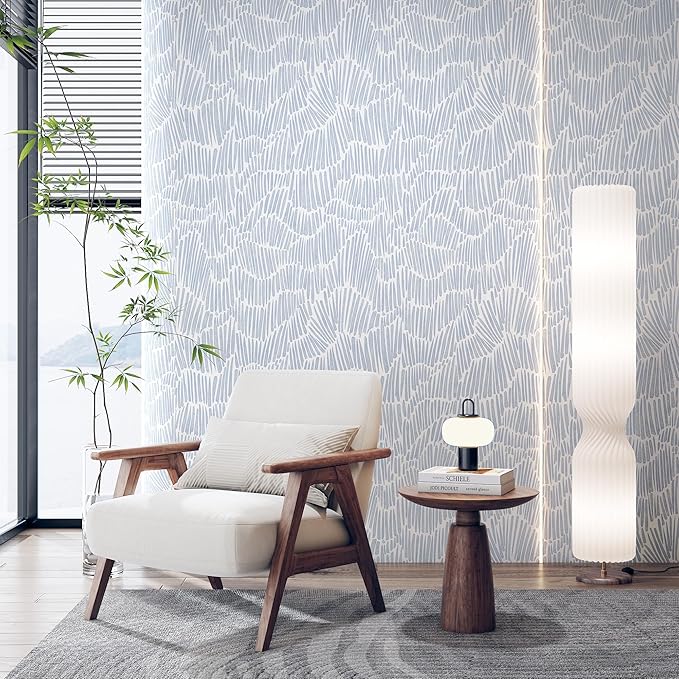 Theper Blue Wallpaper 17.3"×78.8" Modern Striped Peel and Stick Wallpaper Boho - Image 2