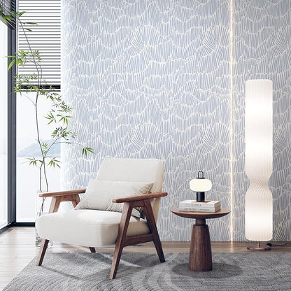 Theper Blue Wallpaper 17.3"×78.8" Modern Striped Peel and Stick Wallpaper Boho - Image 2