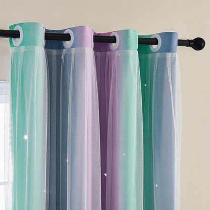 XiDi Curtains for Bedroom Decor, Rainbow Purplgreen grey52/54 by Addsomecolortolife