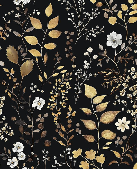 Laatse Boho Wallpaper Peel and Stick Dark Floral Wallpaper 17.5in x118in by Laatse