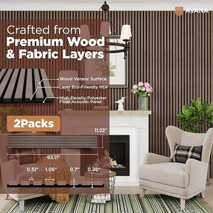 Avana Acoustic Wood Wall Panels – 93.2x11.25 Inch Panels – Fits 94x12 Layout – - Image 4