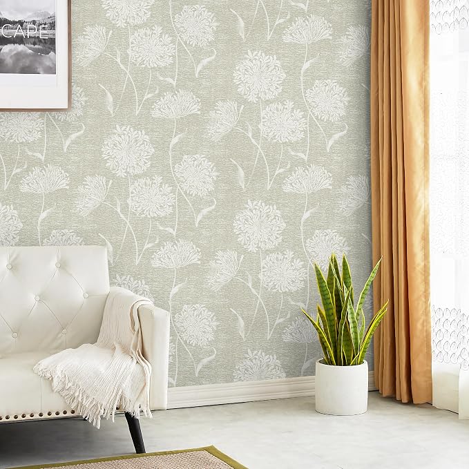 Safiyya Peel and Stick Wallpaper Floral Contact Paper Grasscloth Wall Paper - Image 4