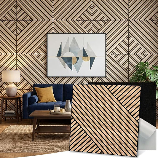 Mollywell Art Acoustic Wall Panels, 24x24 Inch 8 Pack, Wood Veneer, Sound by Mollywell