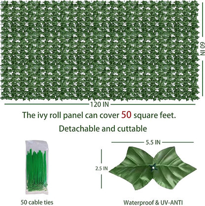 ODTORY Artificial Ivy Privacy Fence Wall Screen, 60X120 in UV-Anti Faux - Image 2