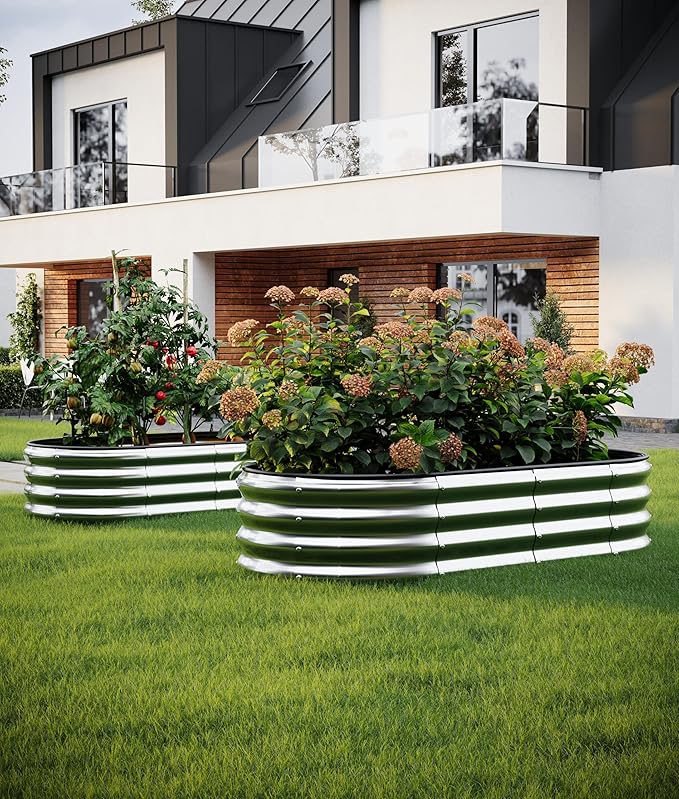 Raised Garden Bed, 4x2x1ft Raised Beds for Gardening Outdoor for Vegetables Flowers Ground Planter Box，Galvanized Raised Garden Beds