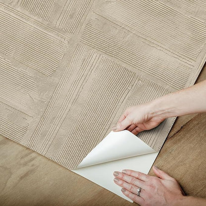 RoomMates Taupe Dimensional Square Plaster Peel and Stick Wallpaper, RMK12681PLW - Image 6