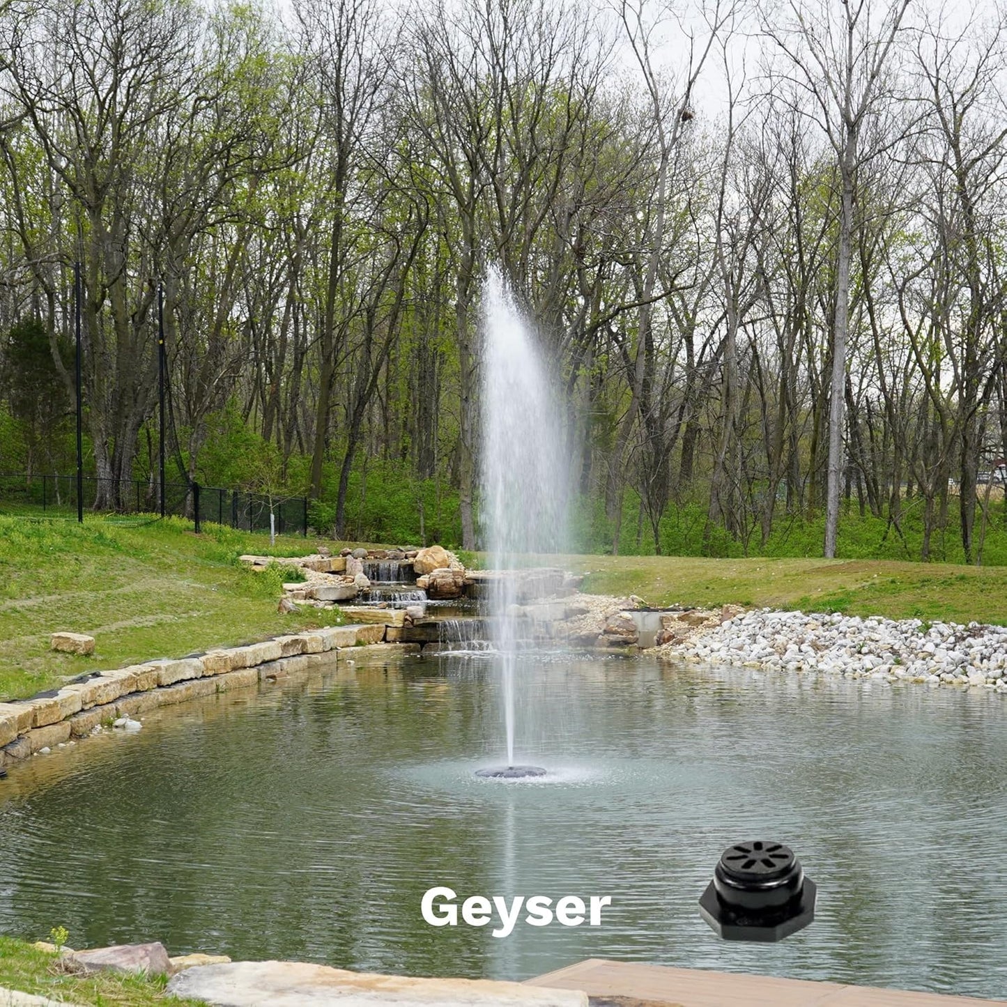 HALF OFF PONDS Floating Fountain – 1.75 HP Pond Aerator with 200' Cord – 14,800 GPH Water Pump – 11 Spray Patterns - Energy-Efficient – for Large Ponds, Lakes & Water Gardens