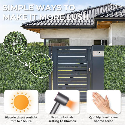 Artificial Grass Wall Panel Screen: 20"x20" 6P UV-Anti Faux Boxwood Panels - Image 4