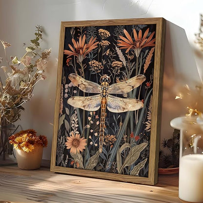 Vintage Framed Dragonfly Wall Art, Dark Academia Insect Art Print, Modern - Image 2